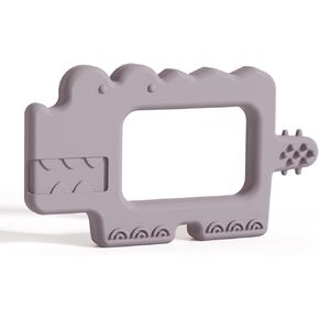 Moonkie Teething Toy, Safe & Easy to Hold BPA Free Silicone Baby Soothing Teethers, Prevent Finger Sucking Teether Toys Best for Babies 0-6 6-12 Months (Crocodile Misty Purple)