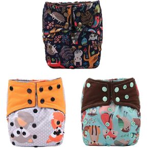 AIll in One Night AIO Cloth Diaper Nappy Sewn in Insert Reusable Washable (Animal Pack) in Saudi Arabia