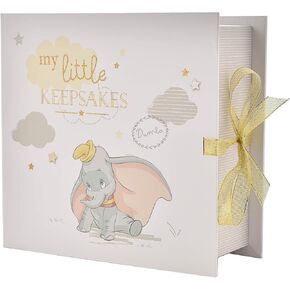 Happy Homewares Magical Beginnings Paper Wrap My Little Keepsakes صندوق تذكار 6 أدراج دامبو - صندوق تذكاري للأطفال حديثي الولادة - مرخص رسميًا