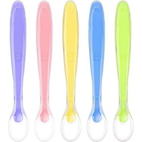 Vicloon Baby Silicone Spoons, 5PCS Training Feeding Spoons for Toddlers | 4 Months Infants First Stage Utensils Feeding Supplies for Infant, Soft Tip BPA Free Gum-Friendly Dishwasher Boil-Proof in Saudi Arabia