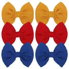 Baby Girls Hair 3'' Bows Clips Set Handmade Bow Hair Clips Hair Accessories Alligator Clip for Babies Infant Toddlers Little Kids 6 PCS Black White Beige in Kuwait