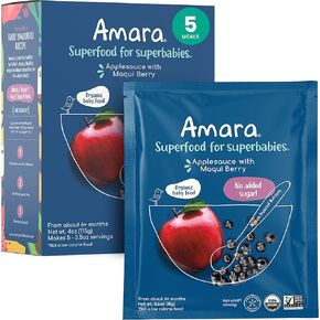 Amara Organic Baby Food - Stage 1 - Banana - Baby Cereal to Mix With Breastmilk, Water or Baby Formula - Shelf Stable Baby Food Pouches Made from Organic Fruit - 7 Pouches, 3.5oz Per Serving