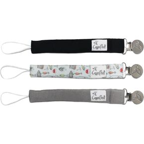 Copper Pearl Pacifier Clip 3-Pack: Premium Knit Binky Clips for Baby Girls and Boys - Stylish Stainless Steel Pacifier Holder Clip - Baby Pacifier Clips for No More Floor Drops - Atwood