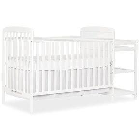 Dream On Me Anna 3-in-1 Convertible Crib and Changer, GREENGUARD Gold | Storage Shelves, Converts to Day & Toddler Bed, 3 Mattress Height, BSA Verified, 50 Lb Limit, Non Toxic Finish, Chocolate in Saudi Arabia