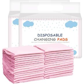 Baby Disposable Changing Pad, 50 Pack Soft Non-Woven Fabric Breathable Waterproof Underpads, Portable Leak-Proof Mattress Protector, Incontinence Bed Pads （Big Blue）