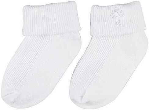 Infant Baby Boys' Girls' Christening Baptism Embroidered Cross Bib and Socks for Outfits in Saudi Arabia