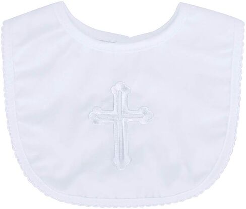 Infant Baby Boys' Girls' Christening Baptism Embroidered Cross Bib and Socks for Outfits in Kuwait