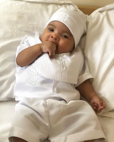 Infant Baby Boys' Girls' Christening Baptism Embroidered Cross Bib and Socks for Outfits in Kuwait