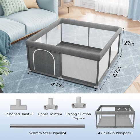 UANLAUO Baby Playpen، روضة أطفال صغيرة للرضع والأطفال الصغار، قلم لعب للأطفال مقاس 47 × 47 بوصة للشقة، دبوس لعب للأطفال سهل التجميع، ساحة لعب لمنطقة لعب سياج الأطفال in Kuwait