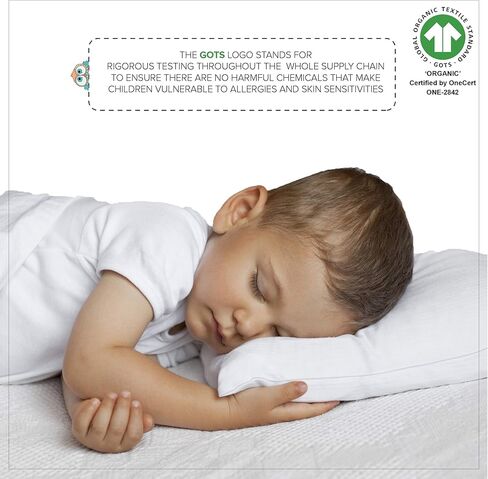 غطاء وسادة للأطفال الصغار من MakeMake Organics (مجموعة من 2) غطاء وسادة للأطفال من القطن العضوي المعتمد من GOTS بسحاب قابل للتنفس وغير سام يناسب سفر الأطفال الصغار مقاس 13 × 18 (14 × 19، أبيض لؤلؤي) in Kuwait