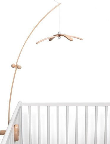 Crib Mobile Arm 33 Inches for Baby Nursery - 100% Natural Beech Wood with Extra Matching Wooden Holder Attachment and Anti Slip Clamping System (Curved) in Saudi Arabia