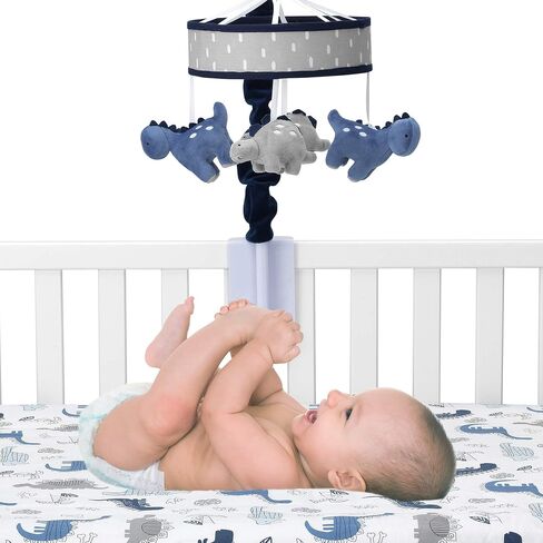 Lambs & Ivy Baby Dino Blue/Gray Dinosaur Musical Baby Crib Mobile Soother Toy in Saudi Arabia