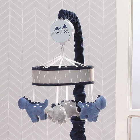 Lambs & Ivy Baby Dino Blue/Gray Dinosaur Musical Baby Crib Mobile Soother Toy in Saudi Arabia