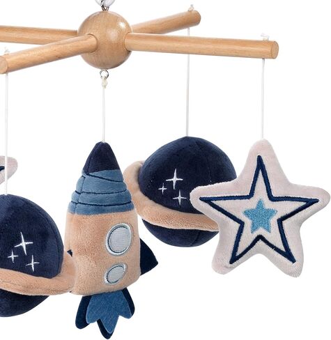 Lambs & Ivy Sky Rocket Planets/Stars Musical Baby Crib Mobile Soother Toy- Blue in Saudi Arabia