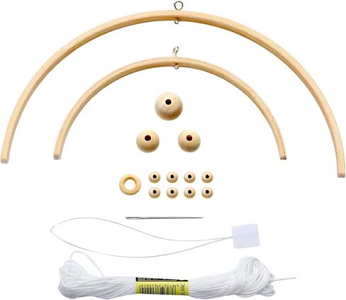 Nursery Mobile Crib Bed Bell Ceiling Wooden Wind Chime Hanging DIY Wooden Frame Ornaments Handmade Kit for Infant Toys Nursing Accessories Nurse Charms (Semi-Circular) in Saudi Arabia