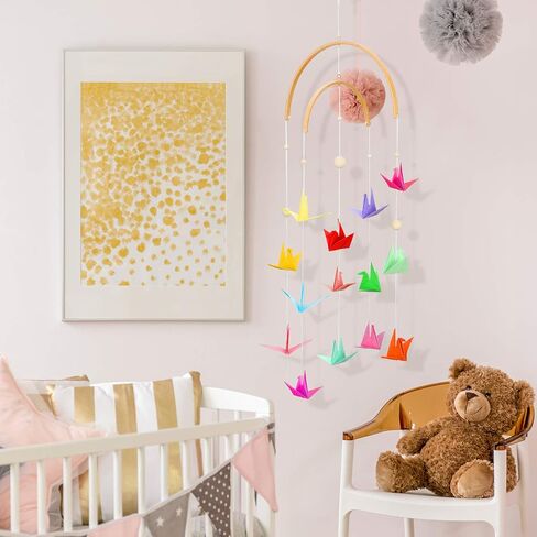 Nursery Mobile Crib Bed Bell Ceiling Wooden Wind Chime Hanging DIY Wooden Frame Ornaments Handmade Kit for Infant Toys Nursing Accessories Nurse Charms (Semi-Circular) in Saudi Arabia