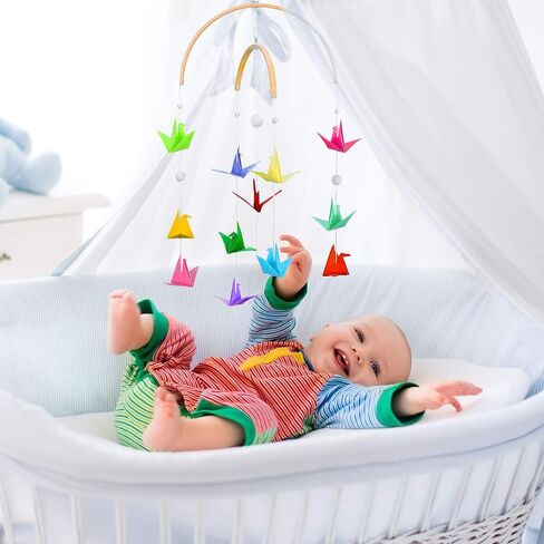 Nursery Mobile Crib Bed Bell Ceiling Wooden Wind Chime Hanging DIY Wooden Frame Ornaments Handmade Kit for Infant Toys Nursing Accessories Nurse Charms (Semi-Circular) in Saudi Arabia