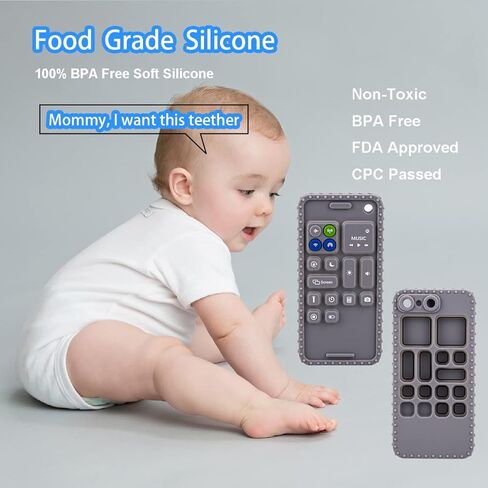 ألعاب التسنين على شكل هاتف للأطفال من عمر 0-3، و0-6، و6-12 شهرًا | ألعاب التسنين الناعمة المصنوعة من السيليكون للأطفال على الهاتف الخليوي | ألعاب فيدجيت للأطفال من 0 إلى 6 أشهر | عضاضة للرضع للرضاعة الطبيعية للأطفال الأولاد والبنات (أزرق) in Kuwait
