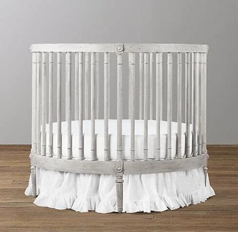 Dainty Homes : 4 Pieces Round Comforter 42'' Dia, Pillow Shams Nursery Girls and Boys, Round Ruffle Skirt 19" Drop, and Ruffle Pillow 500 Thread Count 100% Cotton Egyptian - - Solid White in Saudi Arabia
