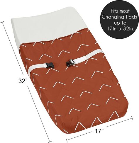 Sweet Jojo Designs Boho Arrow Boy Girl Baby Nursery Changing Pad Cover - Ivory Burnt Orange Rust Off White Farmhouse Southwest Shabby Chic Designer Chevron Neutral Bohemian Diamond Tuft Collection in Saudi Arabia