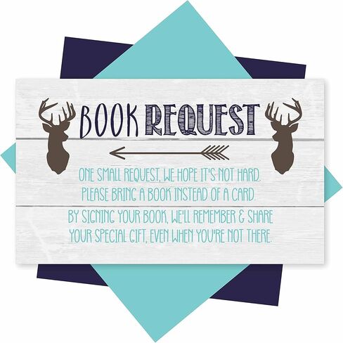 25 Books For Baby Shower Request Cards - Deer Baby Shower Invitation Inserts, Book Request Baby Shower Guest Book Alternative, Bring A Book Instead Of A Card, Baby Shower Book Request For Boys in Saudi Arabia