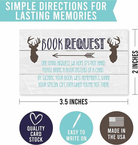 25 Books For Baby Shower Request Cards - Deer Baby Shower Invitation Inserts, Book Request Baby Shower Guest Book Alternative, Bring A Book Instead Of A Card, Baby Shower Book Request For Boys in Saudi Arabia