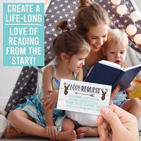 25 Books For Baby Shower Request Cards - Deer Baby Shower Invitation Inserts, Book Request Baby Shower Guest Book Alternative, Bring A Book Instead Of A Card, Baby Shower Book Request For Boys in Saudi Arabia
