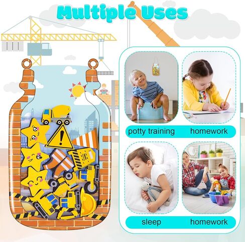 Pasimy 45 Pcs Reward Jar for Kids Construction Theme Reward Chart for Toddlers Potty Training Chart Good Behavior Home Reward Jar for Classroom Decor School Motivate Management Tool Supplies in Saudi Arabia