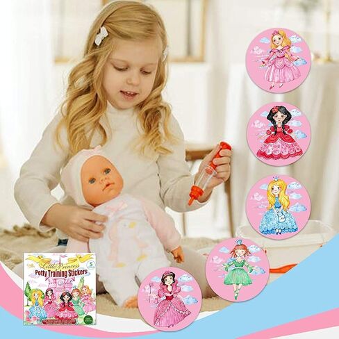 Potty Training Seat Magic Sticker Princess toddler Potty Training Toilet Color Changing Sticker | 5 Pack Toilet targets with FREE potty e book | Use with/Without Potty chart or potty training watches in Kuwait