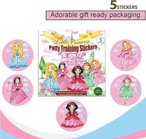 Potty Training Seat Magic Sticker Princess toddler Potty Training Toilet Color Changing Sticker | 5 Pack Toilet targets with FREE potty e book | Use with/Without Potty chart or potty training watches in Kuwait