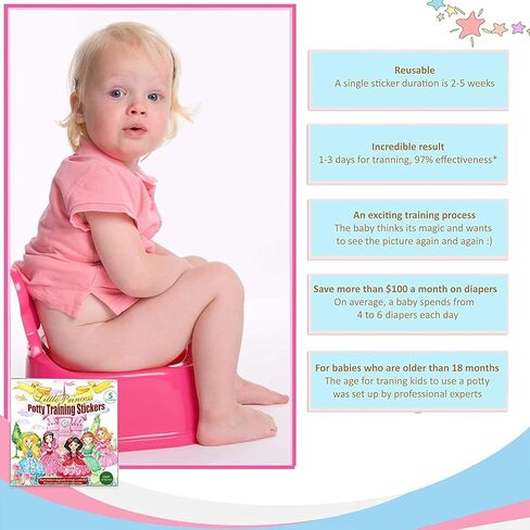 Potty Training Seat Magic Sticker Princess toddler Potty Training Toilet Color Changing Sticker | 5 Pack Toilet targets with FREE potty e book | Use with/Without Potty chart or potty training watches in Kuwait