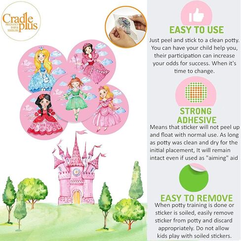 Potty Training Seat Magic Sticker Princess toddler Potty Training Toilet Color Changing Sticker | 5 Pack Toilet targets with FREE potty e book | Use with/Without Potty chart or potty training watches in Kuwait