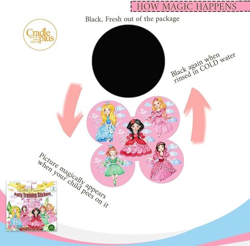 Potty Training Seat Magic Sticker Princess toddler Potty Training Toilet Color Changing Sticker | 5 Pack Toilet targets with FREE potty e book | Use with/Without Potty chart or potty training watches in Kuwait