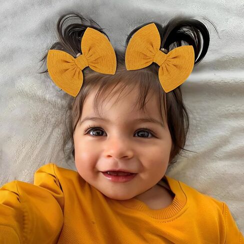 Baby Girls Hair 3'' Bows Clips Set Handmade Bow Hair Clips Hair Accessories Alligator Clip for Babies Infant Toddlers Little Kids 6 PCS Black White Beige in Saudi Arabia