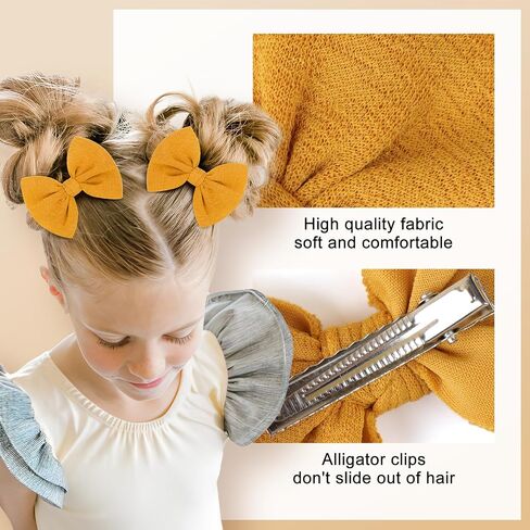 Baby Girls Hair 3'' Bows Clips Set Handmade Bow Hair Clips Hair Accessories Alligator Clip for Babies Infant Toddlers Little Kids 6 PCS Black White Beige in Saudi Arabia