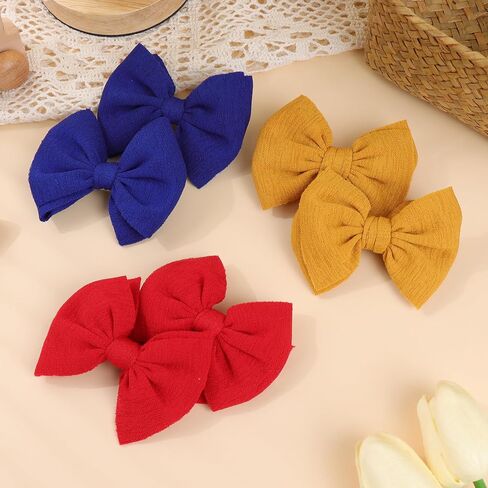 Baby Girls Hair 3'' Bows Clips Set Handmade Bow Hair Clips Hair Accessories Alligator Clip for Babies Infant Toddlers Little Kids 6 PCS Black White Beige in Saudi Arabia