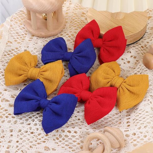 Baby Girls Hair 3'' Bows Clips Set Handmade Bow Hair Clips Hair Accessories Alligator Clip for Babies Infant Toddlers Little Kids 6 PCS Black White Beige in Saudi Arabia