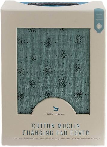 Little Unicorn Changing Pad Cover | 100% Cotton Muslin | Super Soft | Baby Diaper Changing | Machine Washable | Solid Color | 16" x 32" (Fern) in Saudi Arabia