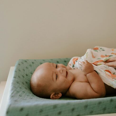 Little Unicorn Changing Pad Cover | 100% Cotton Muslin | Super Soft | Baby Diaper Changing | Machine Washable | Solid Color | 16" x 32" (Fern) in Saudi Arabia