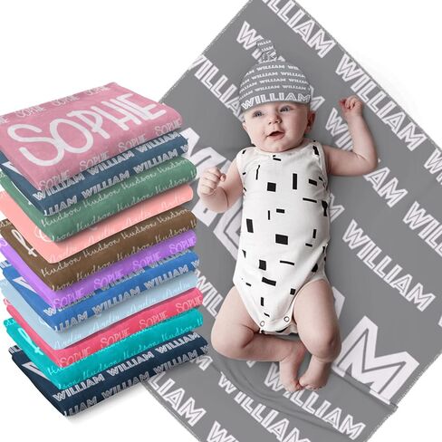 Sweewind Personalized Baby Blankets for Boys Girls Custom Name Blankets Personalized Baby Gifts Personalized Kids Blankets Custom Baby Blanket with Name Monogrammed Personalized Baby Item (Names) in Saudi Arabia