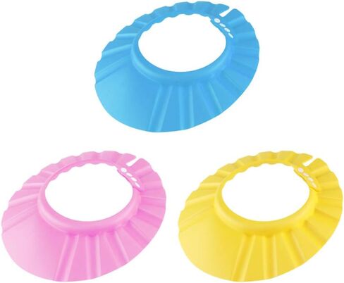 NUOBESTY Bath Cap, Adjustable Durable Waterproof Elastic Ring Hat Shampoo Bath Shower Cap Wash Hair Shield Direct Visor Caps for Kids Toddler Baby Newborn - 6Pcs in Saudi Arabia