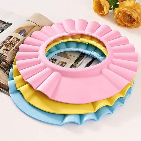 NUOBESTY Bath Cap, Adjustable Durable Waterproof Elastic Ring Hat Shampoo Bath Shower Cap Wash Hair Shield Direct Visor Caps for Kids Toddler Baby Newborn - 6Pcs in Saudi Arabia