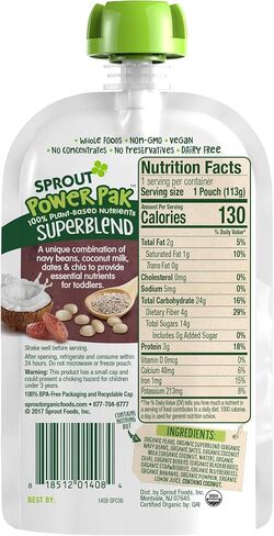 Sprout Organic Baby Food, Stage 4 Toddler Pouches, Pear & Blackberry Banana Power Pak, 4 Oz Purees (Pack of 6) in Saudi Arabia