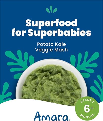 Amara Organic Baby Food - Stage 3 - Ancient Grain - Baby Cereal to Mix With Breastmilk, Water or Baby Formula - Shelf Stable Baby Food Pouches Made from Organic Fruit and Veggies - 10 Pouches, 3.9oz Per Serving in Saudi Arabia