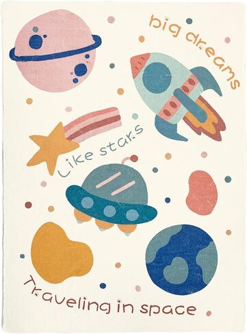 ABREEZE Large Play Mat, Faux Wool Kids Play Area Rugs 5' x 6.6' Kids Nursery Door Mat Soft Plush Non-Slip Childrens Carpet for Bedroom Living Room Kids Playroom，Space in Kuwait