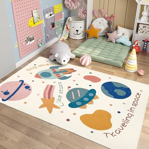 ABREEZE Large Play Mat, Faux Wool Kids Play Area Rugs 5' x 6.6' Kids Nursery Door Mat Soft Plush Non-Slip Childrens Carpet for Bedroom Living Room Kids Playroom，Space in Kuwait