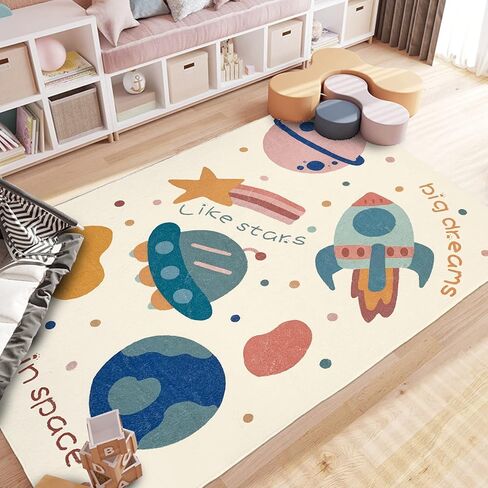 ABREEZE Large Play Mat, Faux Wool Kids Play Area Rugs 5' x 6.6' Kids Nursery Door Mat Soft Plush Non-Slip Childrens Carpet for Bedroom Living Room Kids Playroom，Space in Kuwait