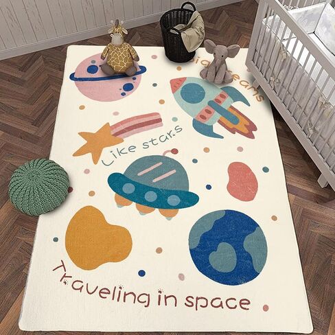 ABREEZE Large Play Mat, Faux Wool Kids Play Area Rugs 5' x 6.6' Kids Nursery Door Mat Soft Plush Non-Slip Childrens Carpet for Bedroom Living Room Kids Playroom，Space in Kuwait