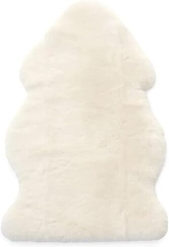 HUAHOO Premium Baby Sheepskin Rug Babycare Nursery Rug 100% Natural Lambskin Blanket Short-Shorn Wool Sleep Pad Medical Sheepskin Hospital Bed Mattress Topper (Beige, Single Pelt 2.5ft x 3.5ft) in Kuwait