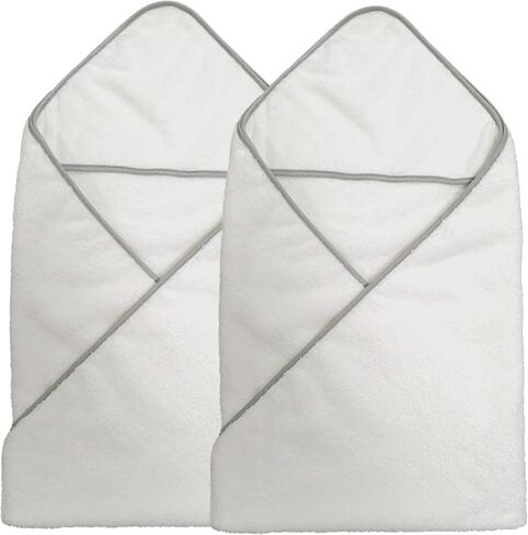 منشفة حمام أطفال بغطاء للرأس من الألياف الدقيقة مضادة للحساسية من بوليت، مقاس 91.44 × 91.44 سم، عبوتان (أزرق/أبيض) in Kuwait